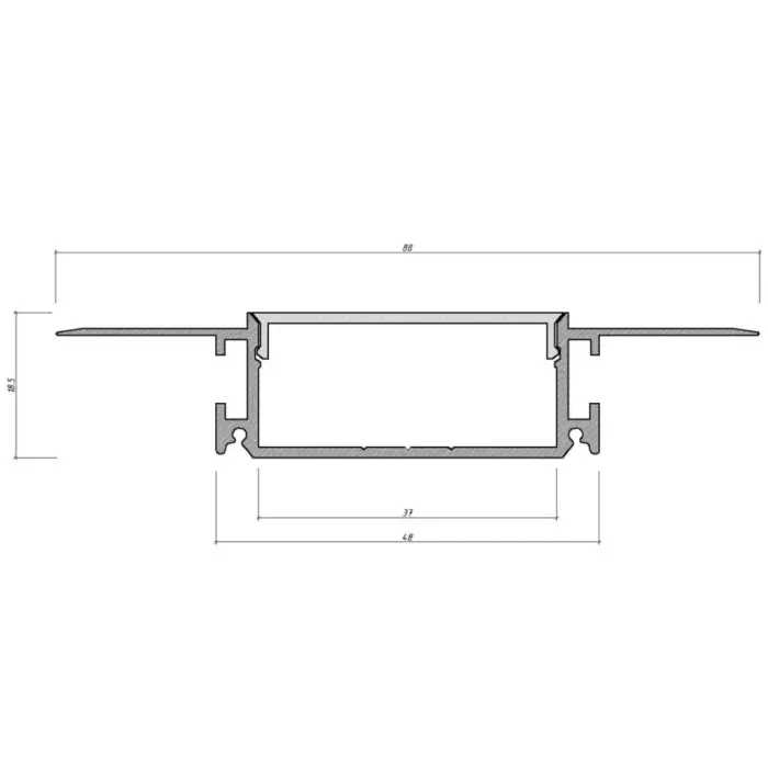 Врізний профіль для гіпсокартону з LED каналом 88x48x18,5 - Зображення 2
