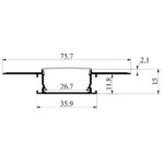 Врізний роздільний профіль для гіпсокартону з LED каналом 75Х35Х15 - Зображення 2